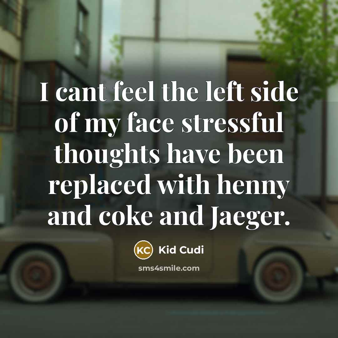 “I cant feel the left side of my face stressful…” quote by Kid Cudi