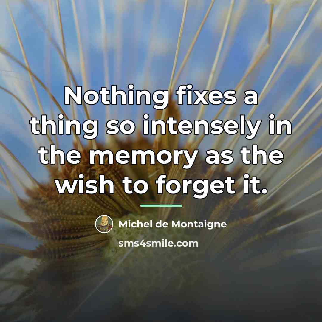 “Nothing fixes a thing so intensely in the memory as…” quote by Michel de Montaigne