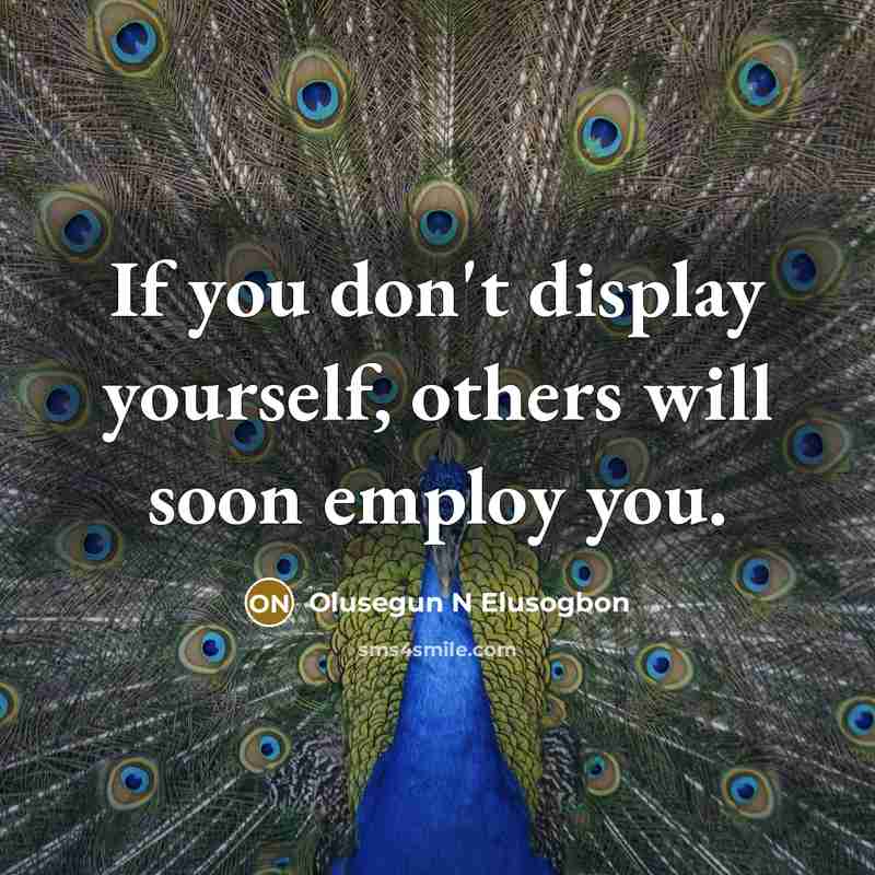 “If you don't display yourself, others will soon employ you.…” quote by Olusegun N Elusogbon