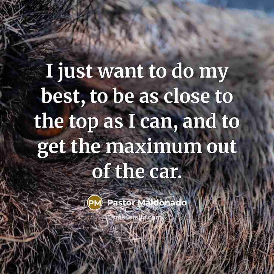 “I just want to do my best, to be as…” quote by Pastor Maldonado