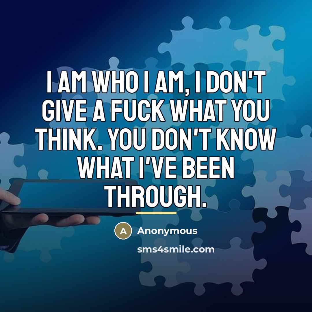 “I am who I am, I don't give a fuck…” quote by Anonymous