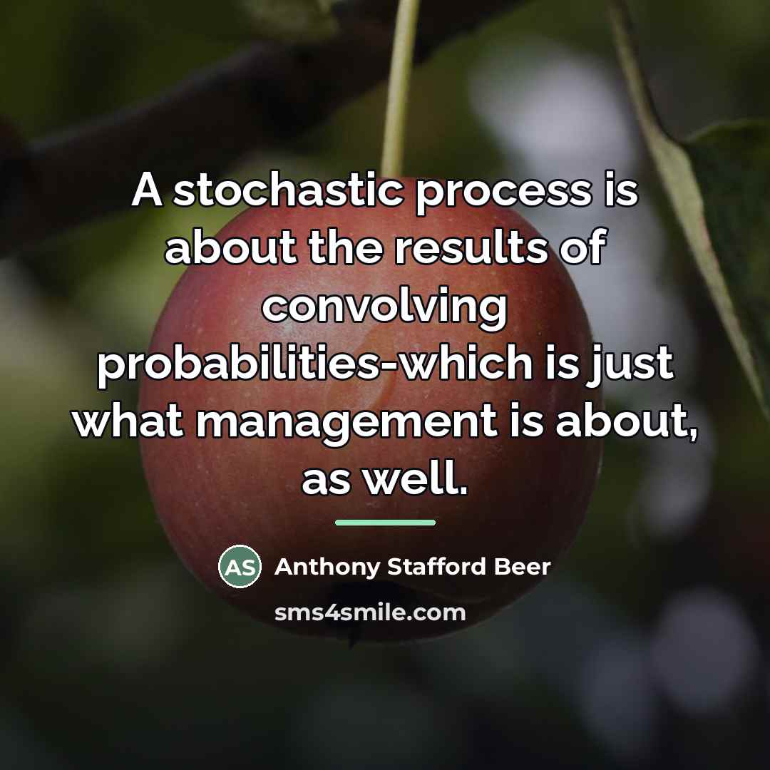 “A stochastic process is about the results of convolving probabilities-which…” quote by Anthony Stafford Beer