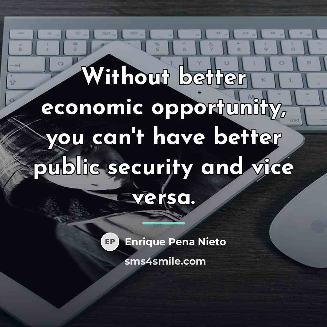 “Without better economic opportunity, you can't have better public security…” quote by Enrique Pena Nieto