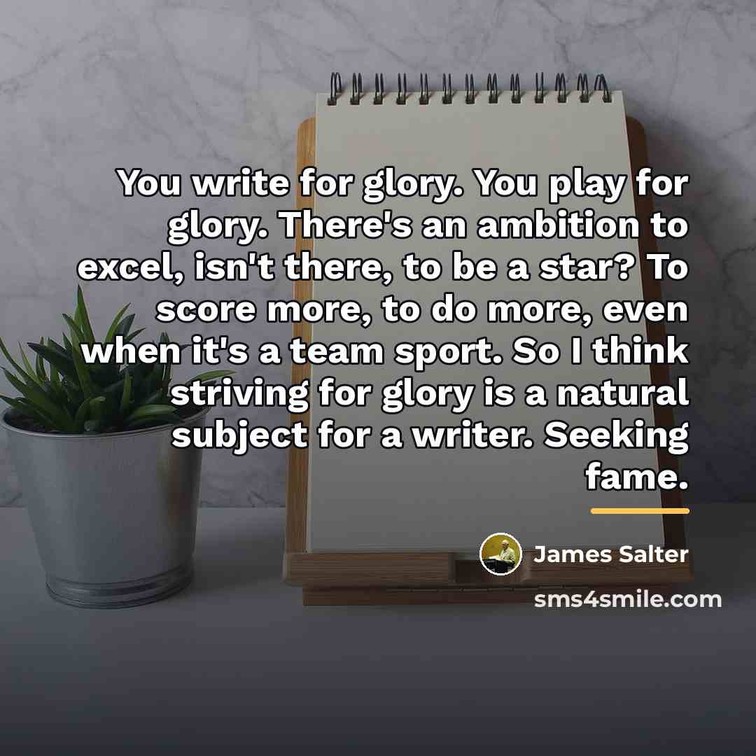 “You write for glory. You play for glory. There's an…” quote by James Salter