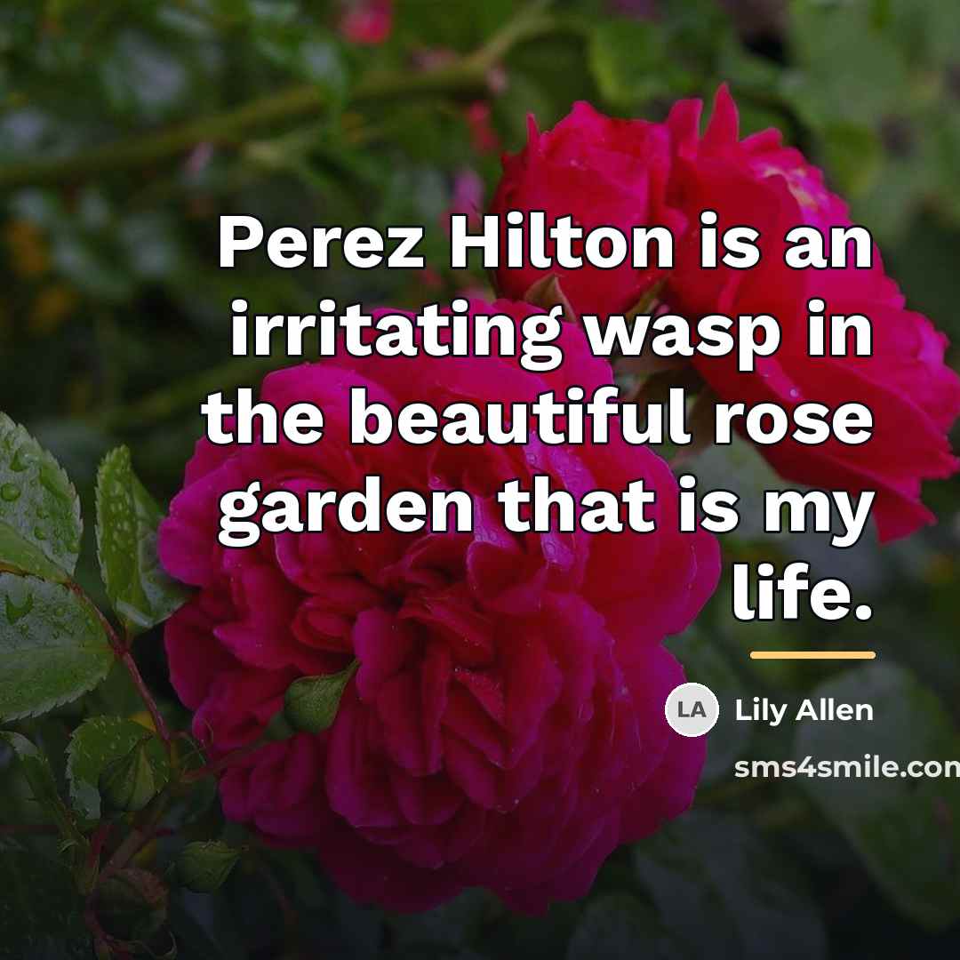 “Perez Hilton is an irritating wasp in the beautiful rose…” quote by Lily Allen