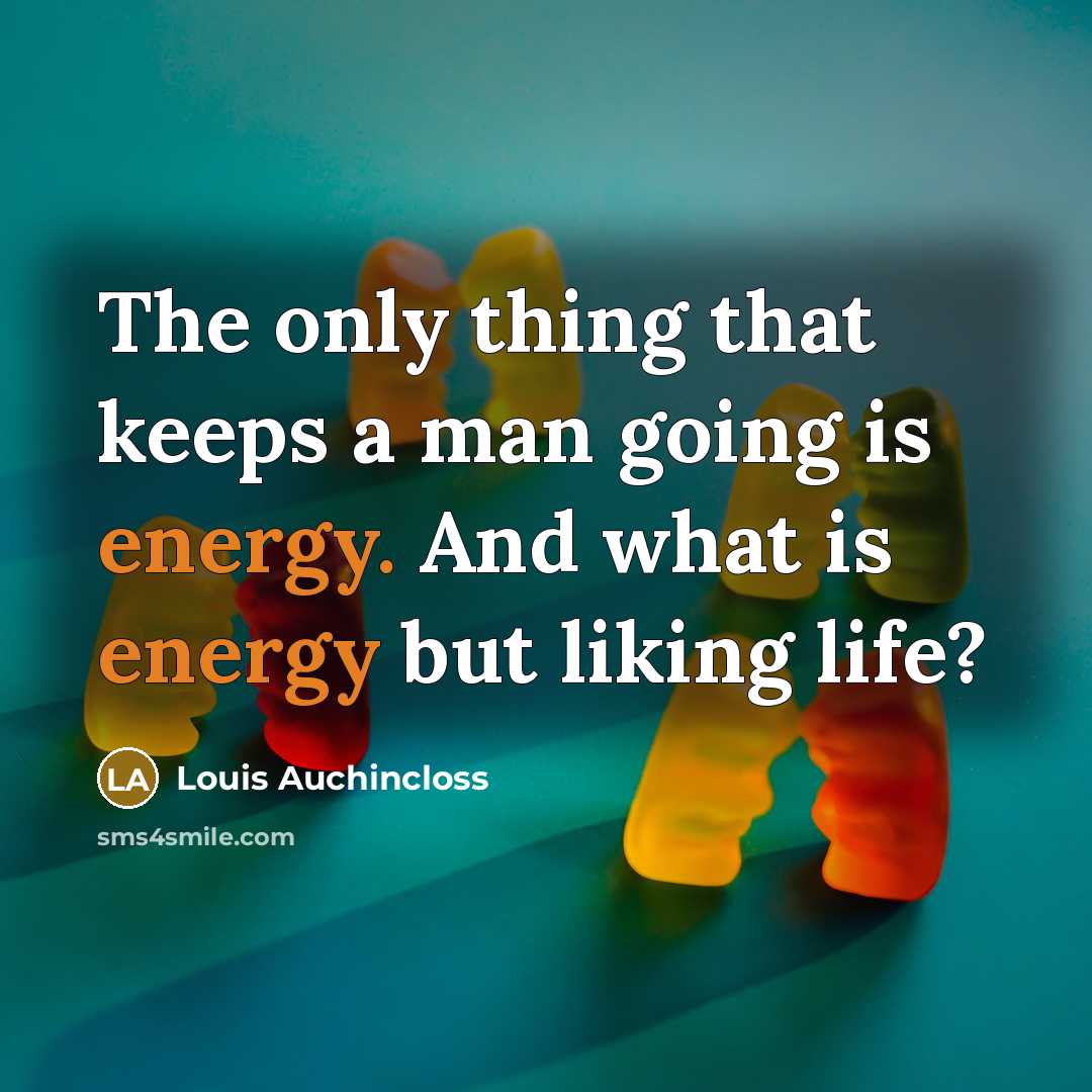 “The only thing that keeps a man going is energy.…” quote by Louis Auchincloss