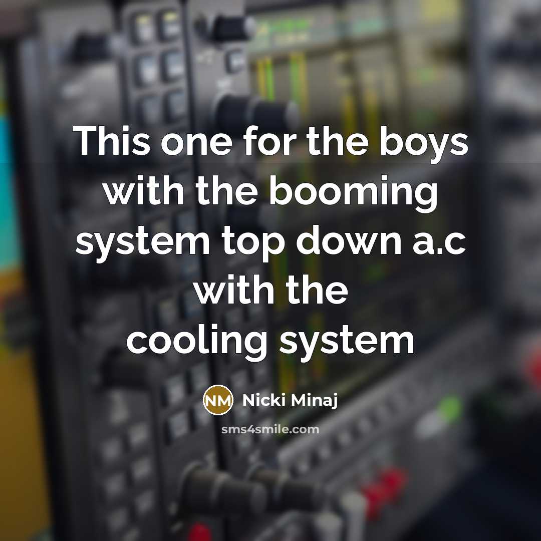 “This one for the boys with the booming system top down a.c with the cooling system” quote by Nicki Minaj