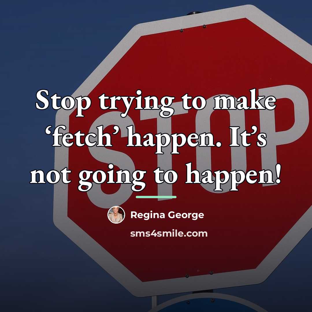“Stop trying to make ‘fetch’ happen. It’s not going to…” quote by Regina George