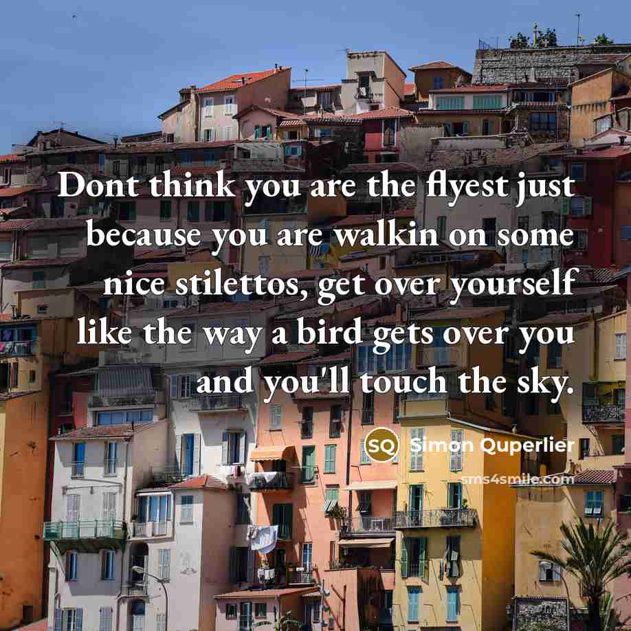 “Dont think you are the flyest just because you are…” quote by Simon Quperlier