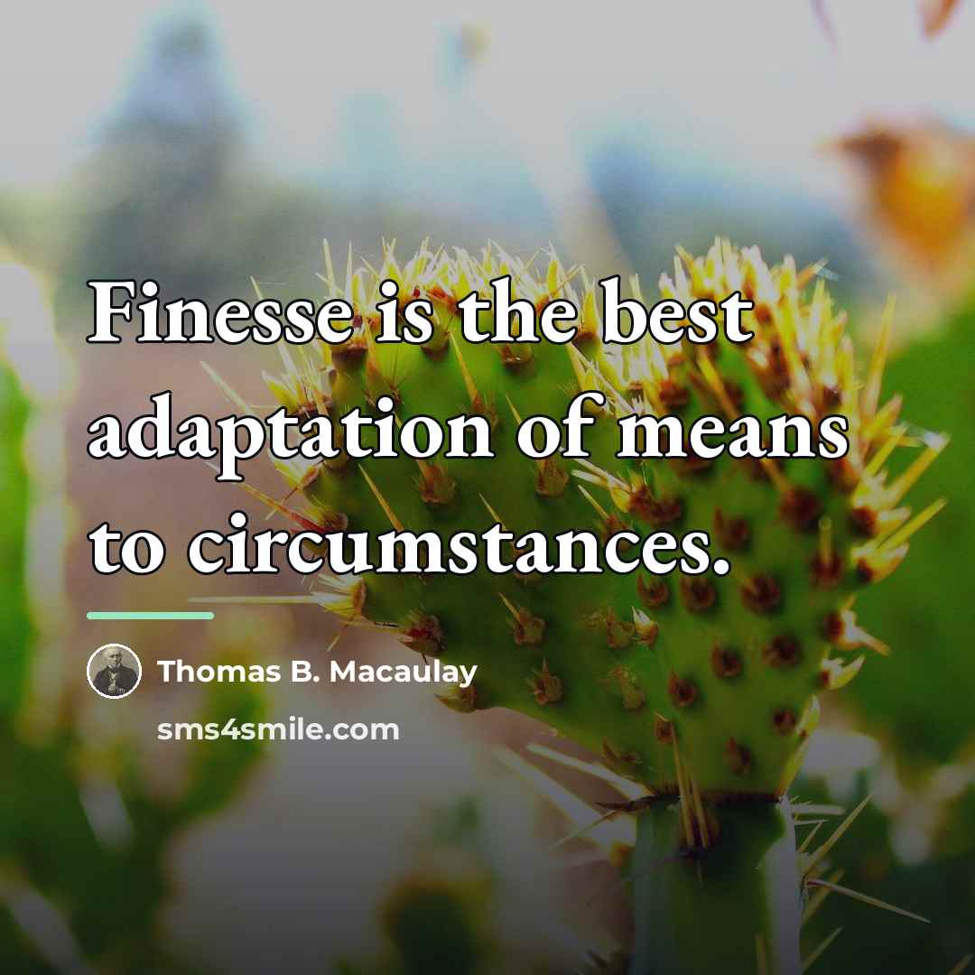 “Finesse is the best adaptation of means to circumstances.…” quote by Thomas B. Macaulay