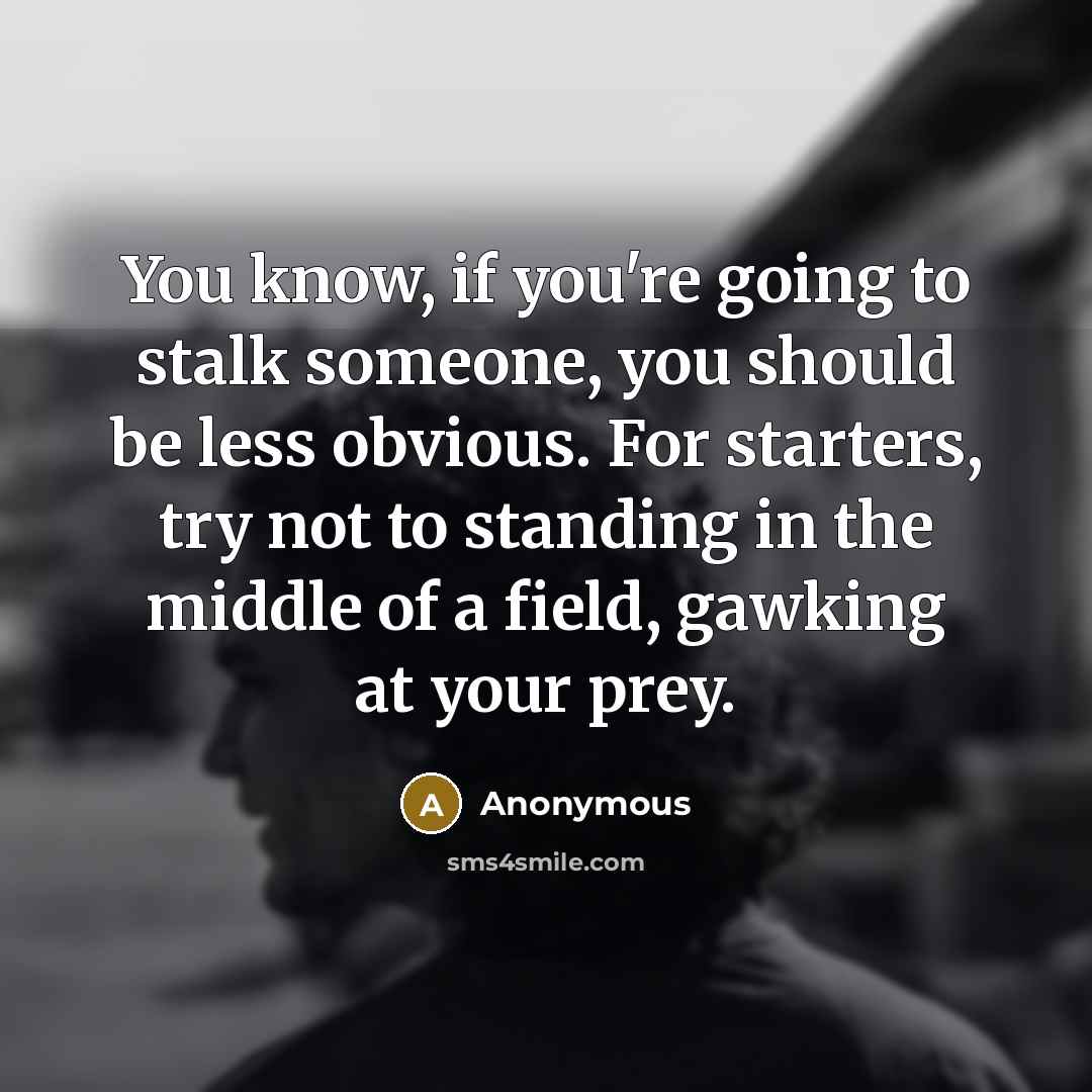 “You know, if you're going to stalk someone, you should…” quote by Anonymous
