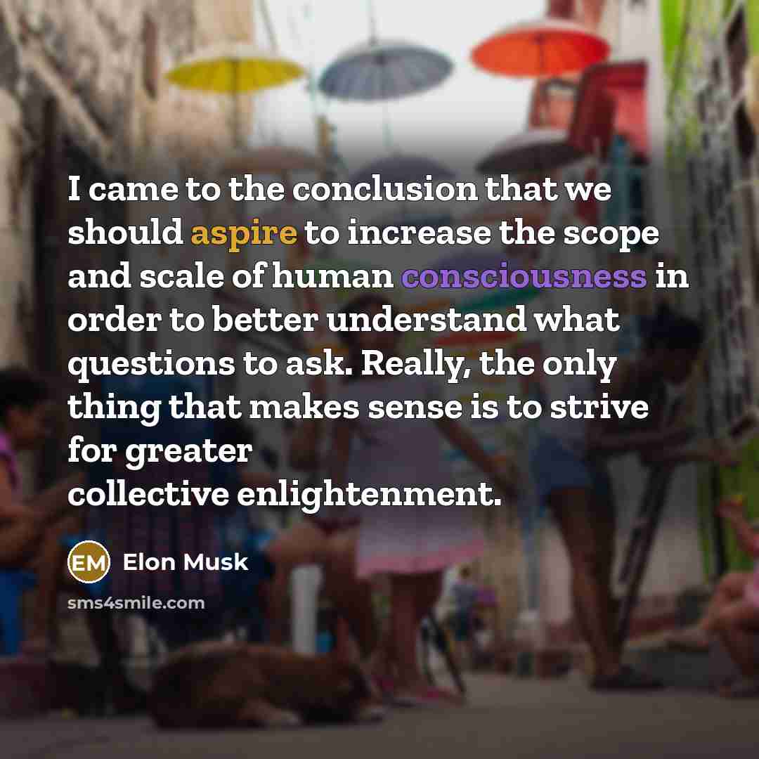“I came to the conclusion that we should aspire to…” quote by Elon Musk