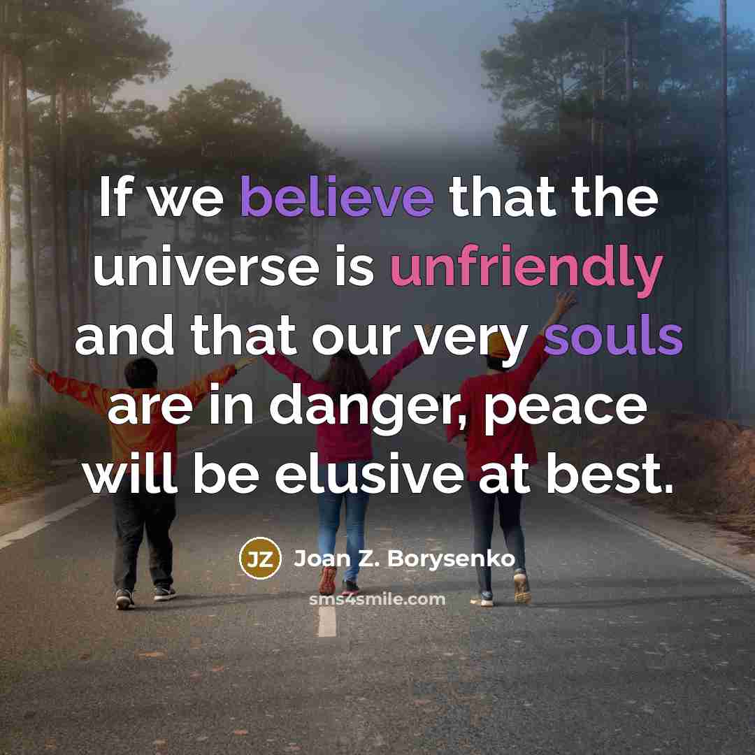 “If we believe that the universe is unfriendly and that…” quote by Joan Z. Borysenko