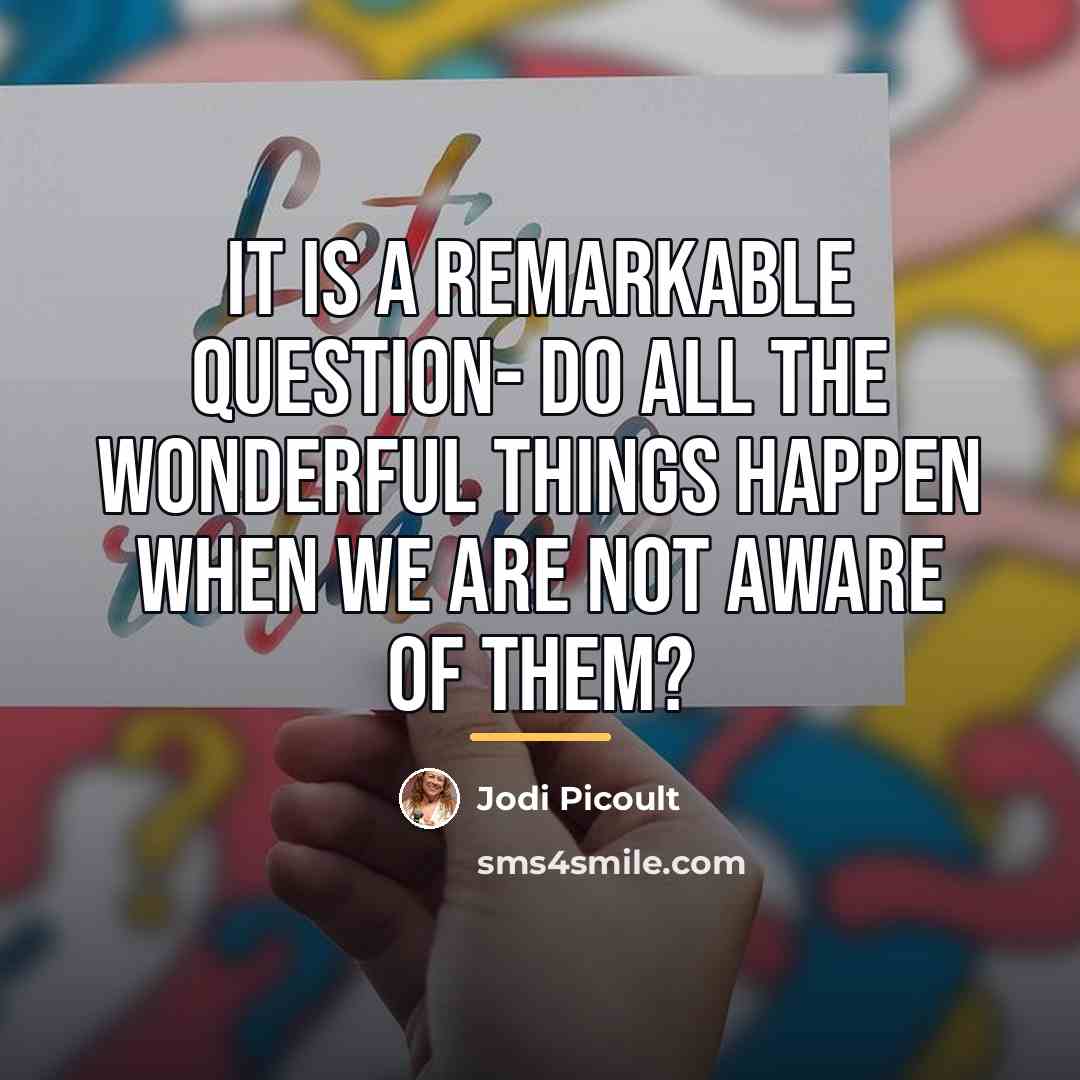 “It is a remarkable question- Do all the wonderful things…” quote by Jodi Picoult