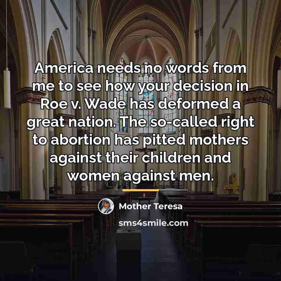 “America needs no words from me to see how your…” quote by Mother Teresa