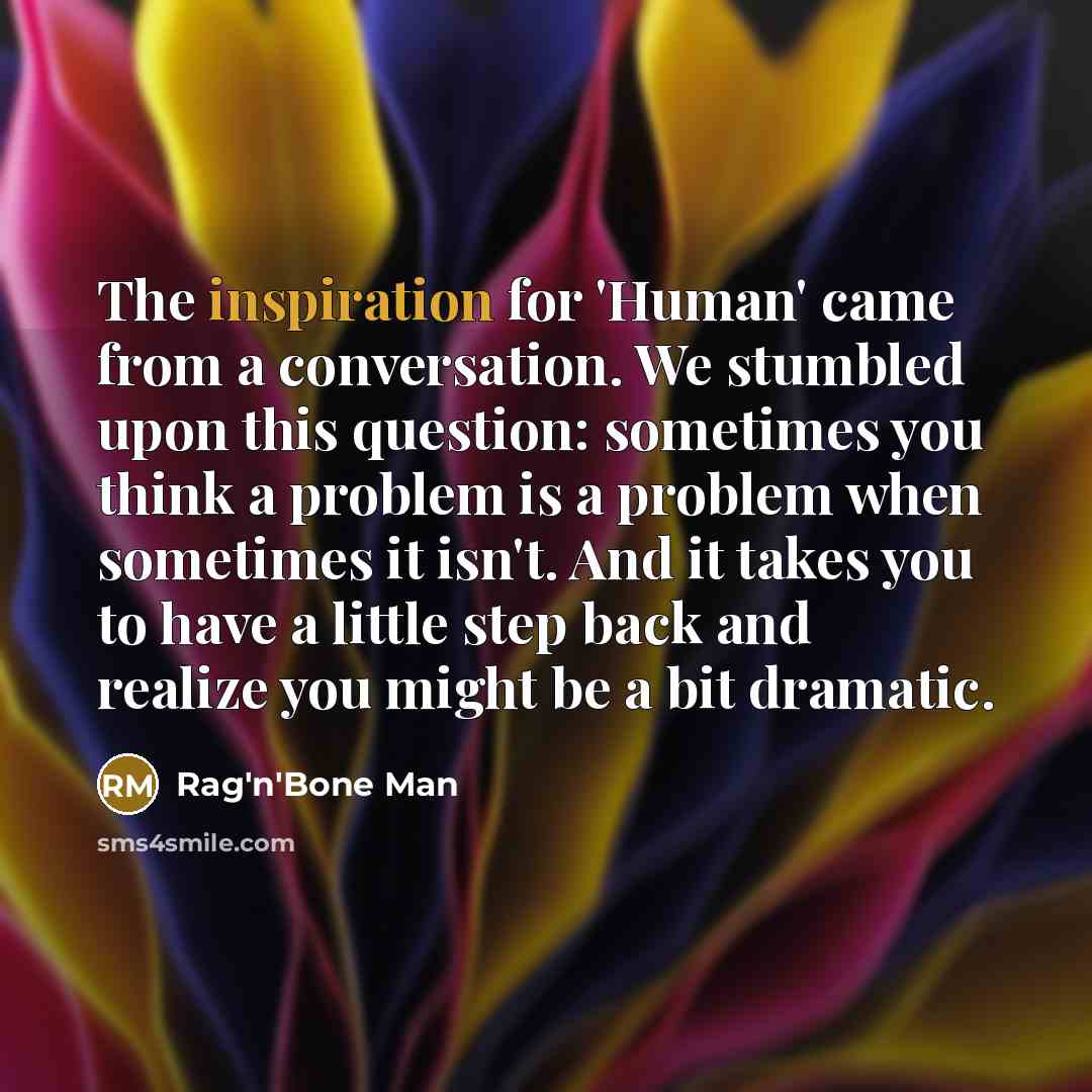“The inspiration for 'Human' came from a conversation. We stumbled…” quote by Rag'n'Bone Man