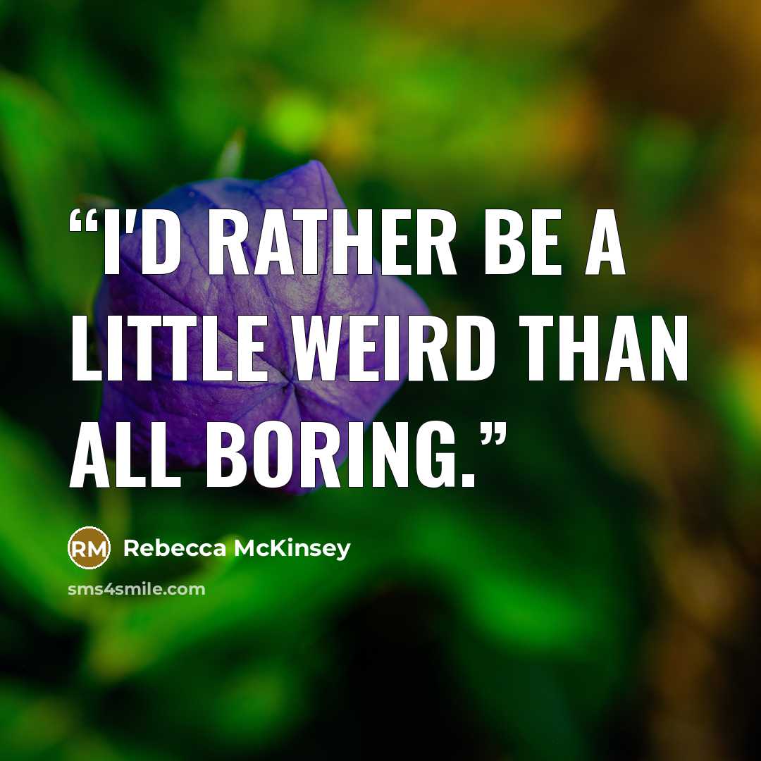 “I'd rather be a little weird than all boring.” quote by Rebecca McKinsey