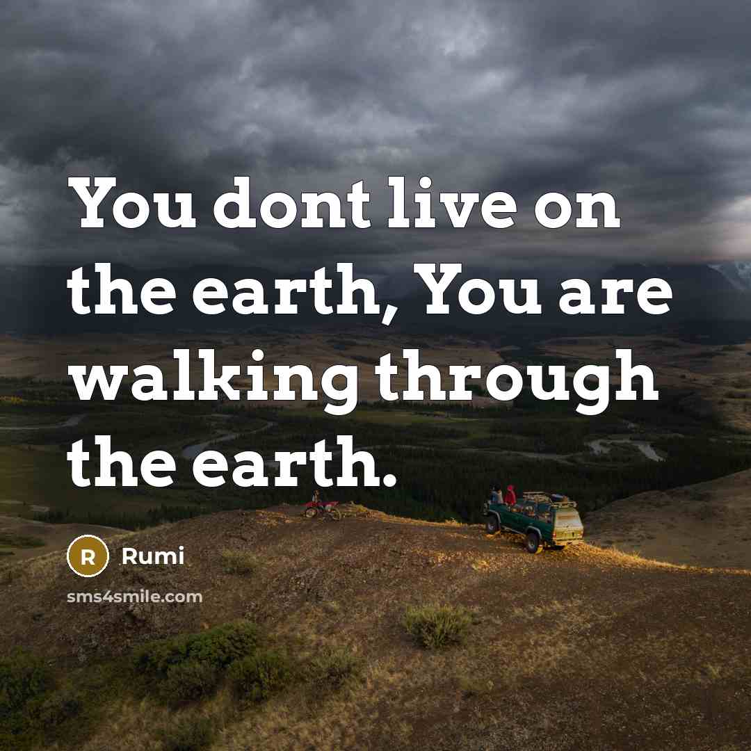 “You dont live on the earth, You are walking through the earth.” quote by Rumi