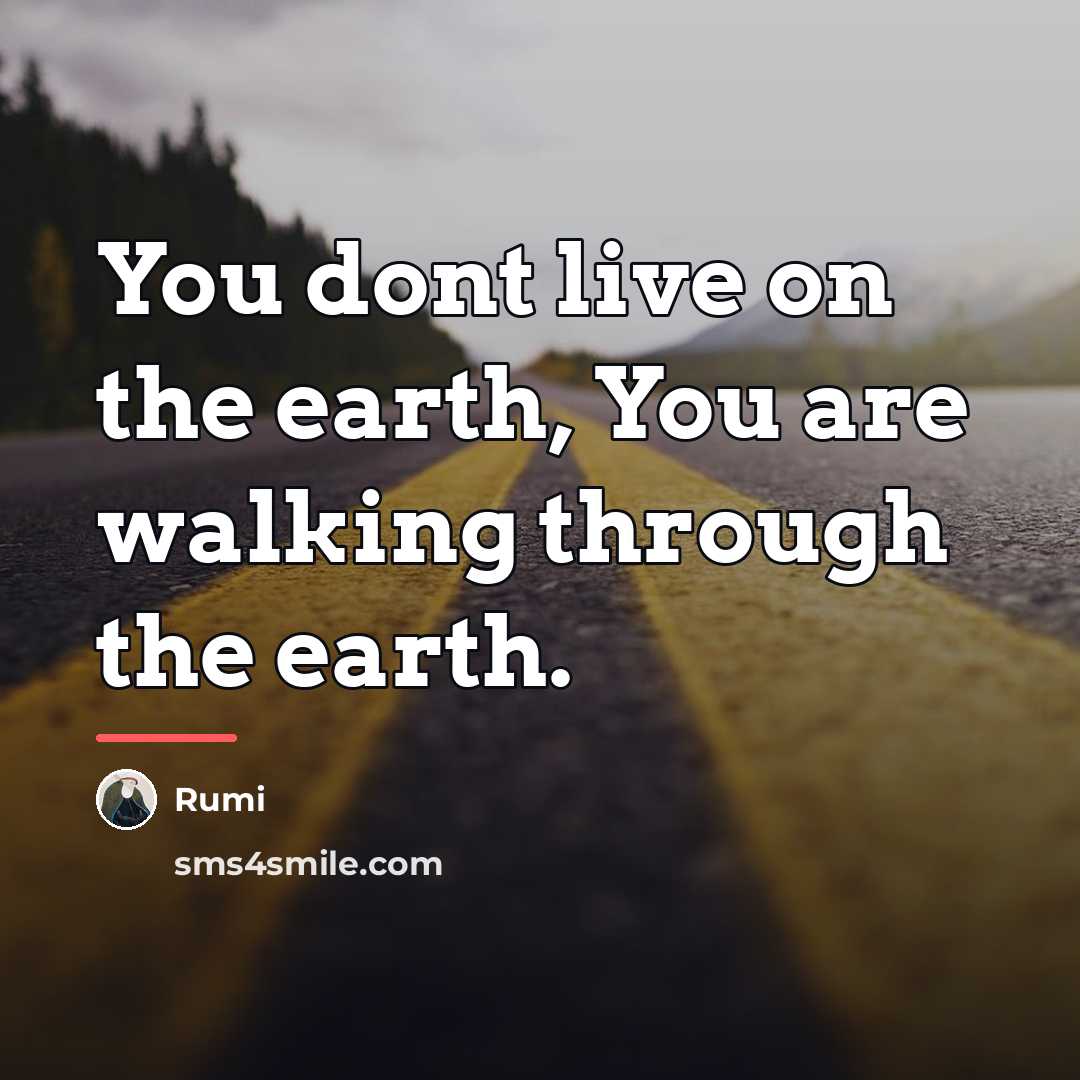“You dont live on the earth, You are walking through…” quote by Rumi