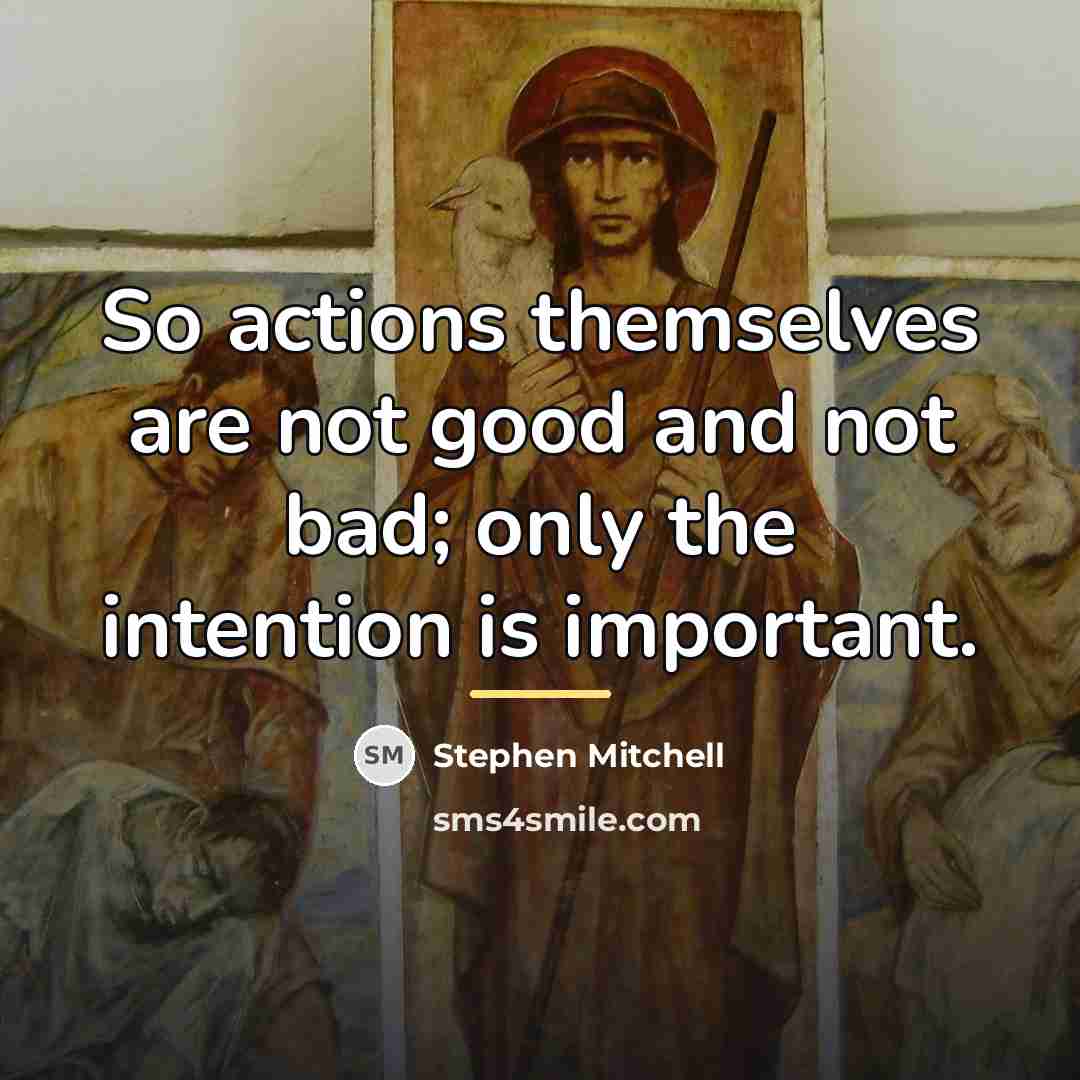 “So actions themselves are not good and not bad; only…” quote by Stephen Mitchell