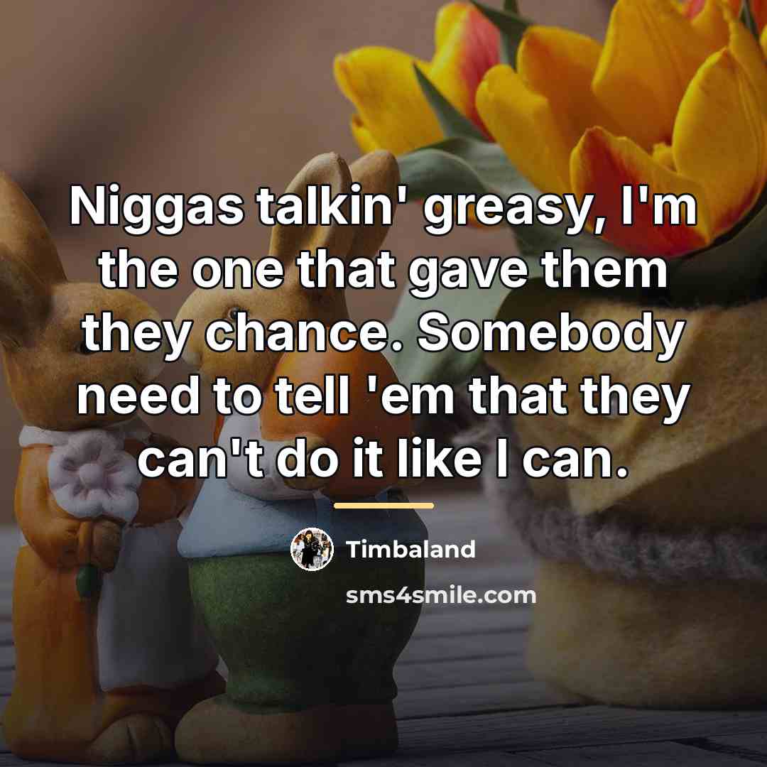 “Niggas talkin' greasy, I'm the one that gave them they…” quote by Timbaland