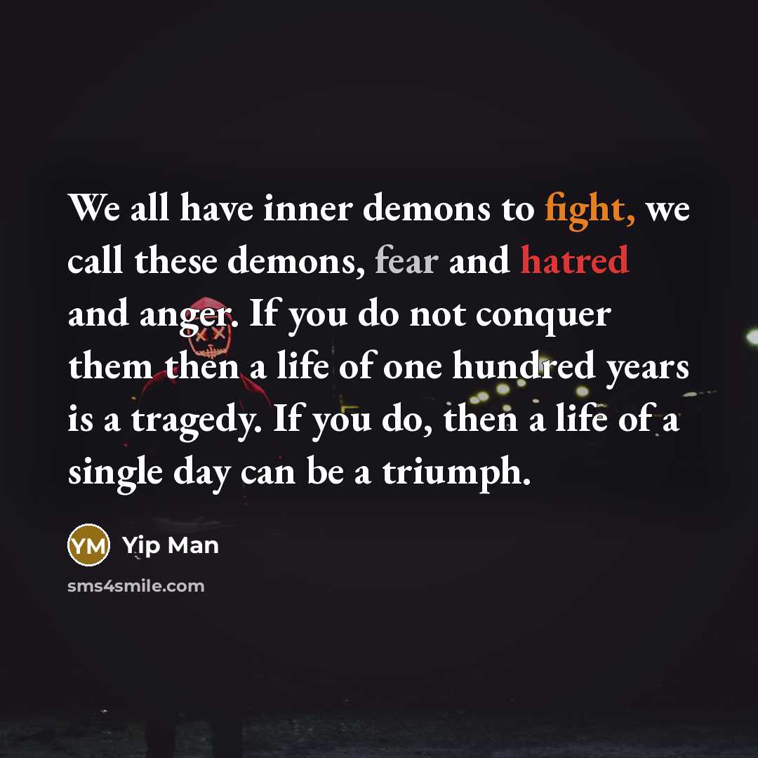“We all have inner demons to fight, we call these…” quote by Yip Man