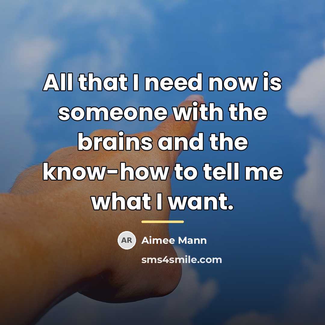 “All that I need now is someone with the brains…” quote by Aimee Mann