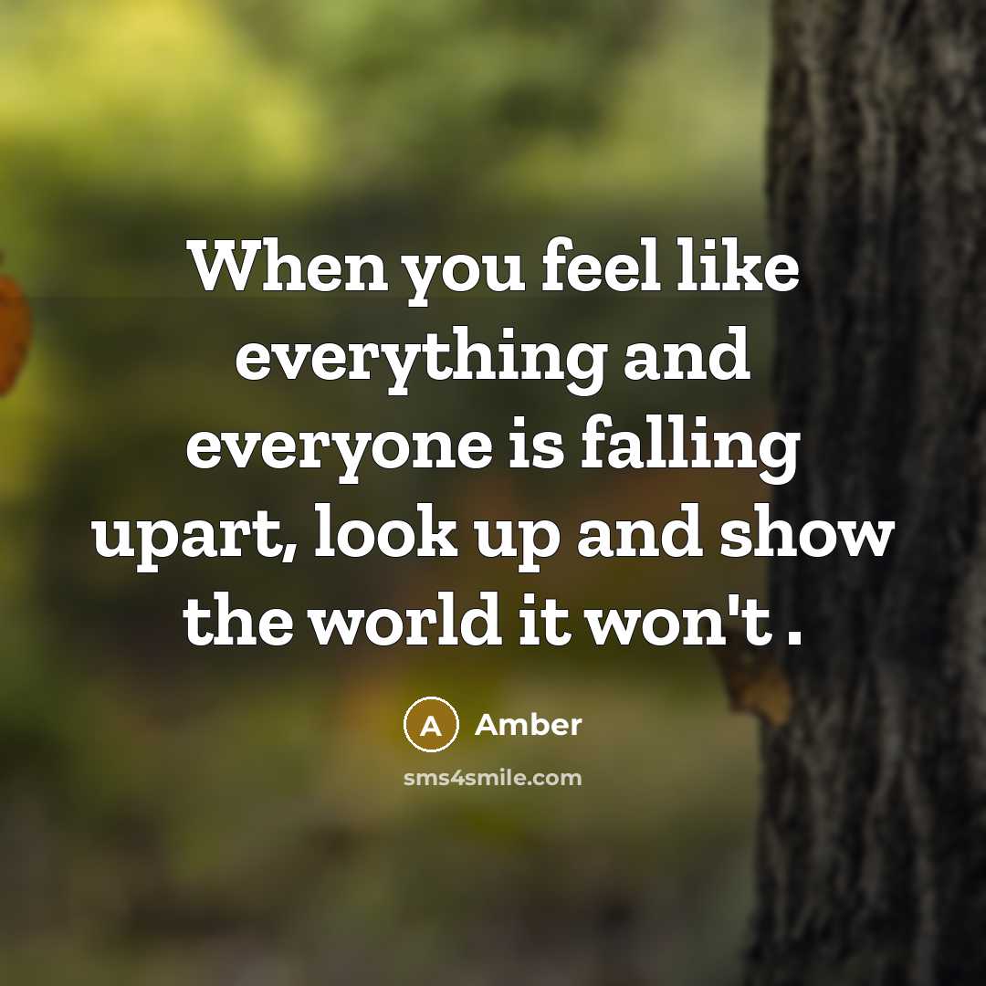 “When you feel like everything and everyone is falling upart, look up and show the world it won't .” quote by Amber