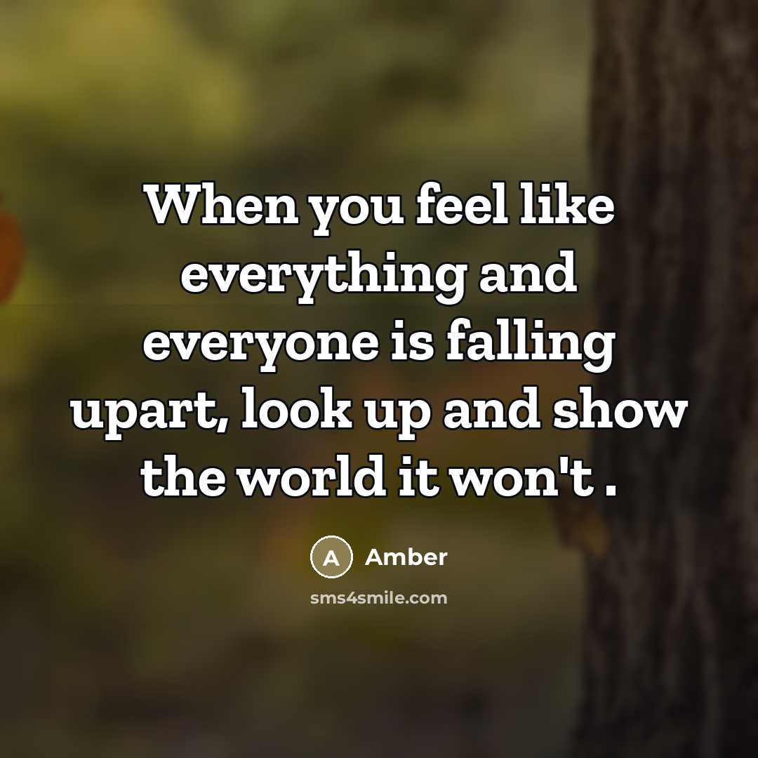 “When you feel like everything and everyone is falling upart, look up and show the world it won't .” quote by Amber