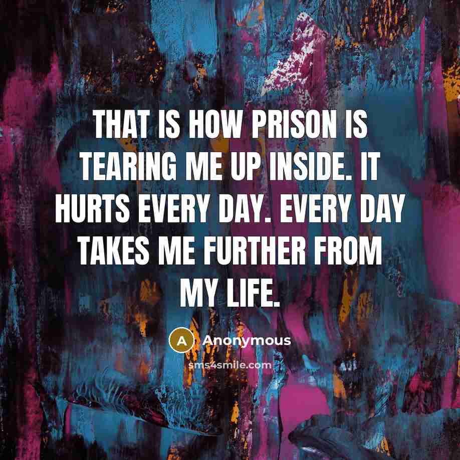 “That is how prison is tearing me up inside. It…” quote by Anonymous