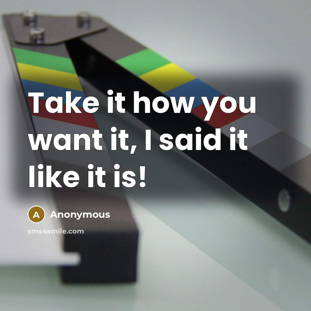 “Take it how you want it, I said it like it is!” quote by Anonymous