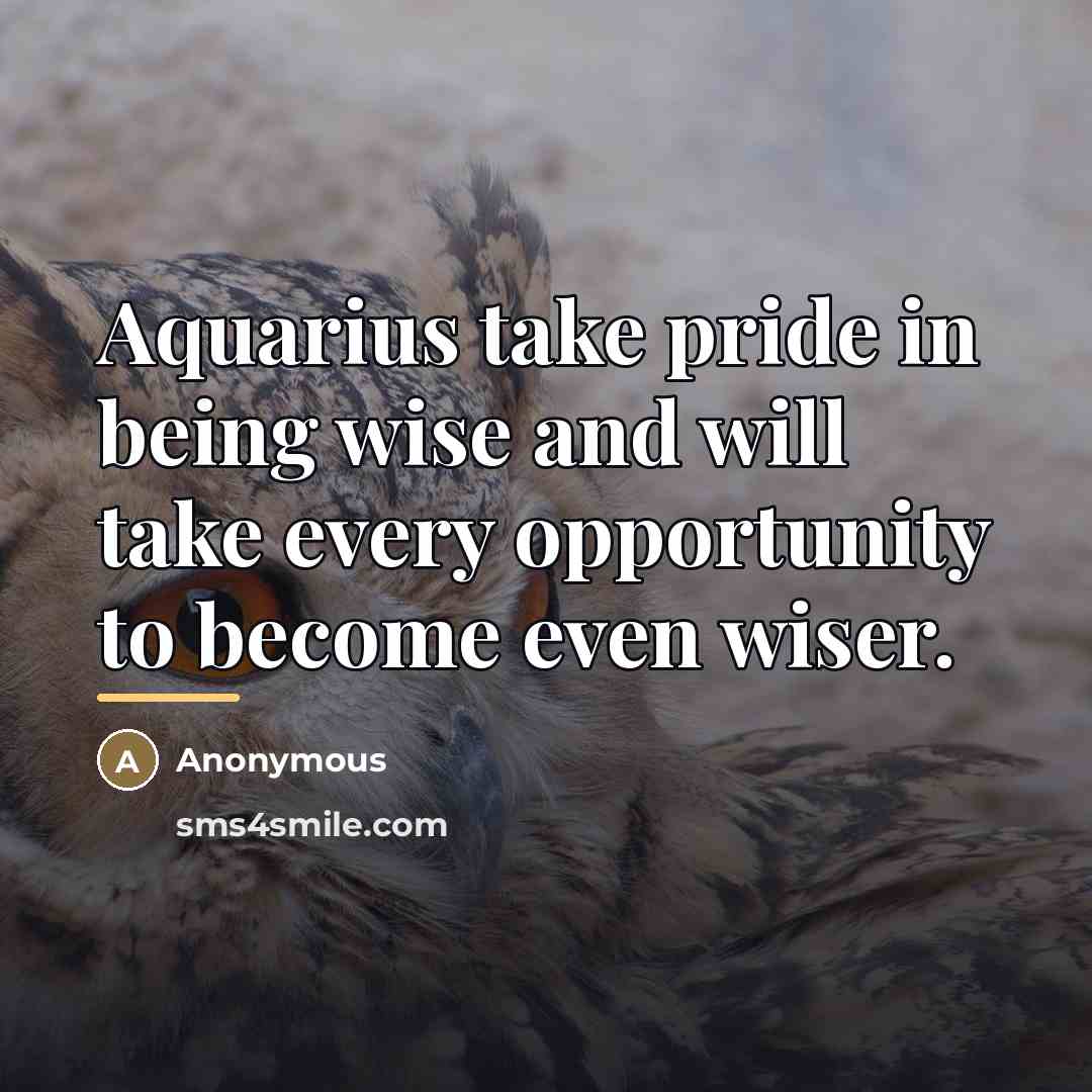 “Aquarius take pride in being wise and will take every…” quote by Anonymous