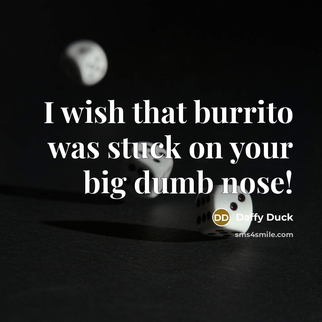 “I wish that burrito was stuck on your big dumb…” quote by Daffy Duck