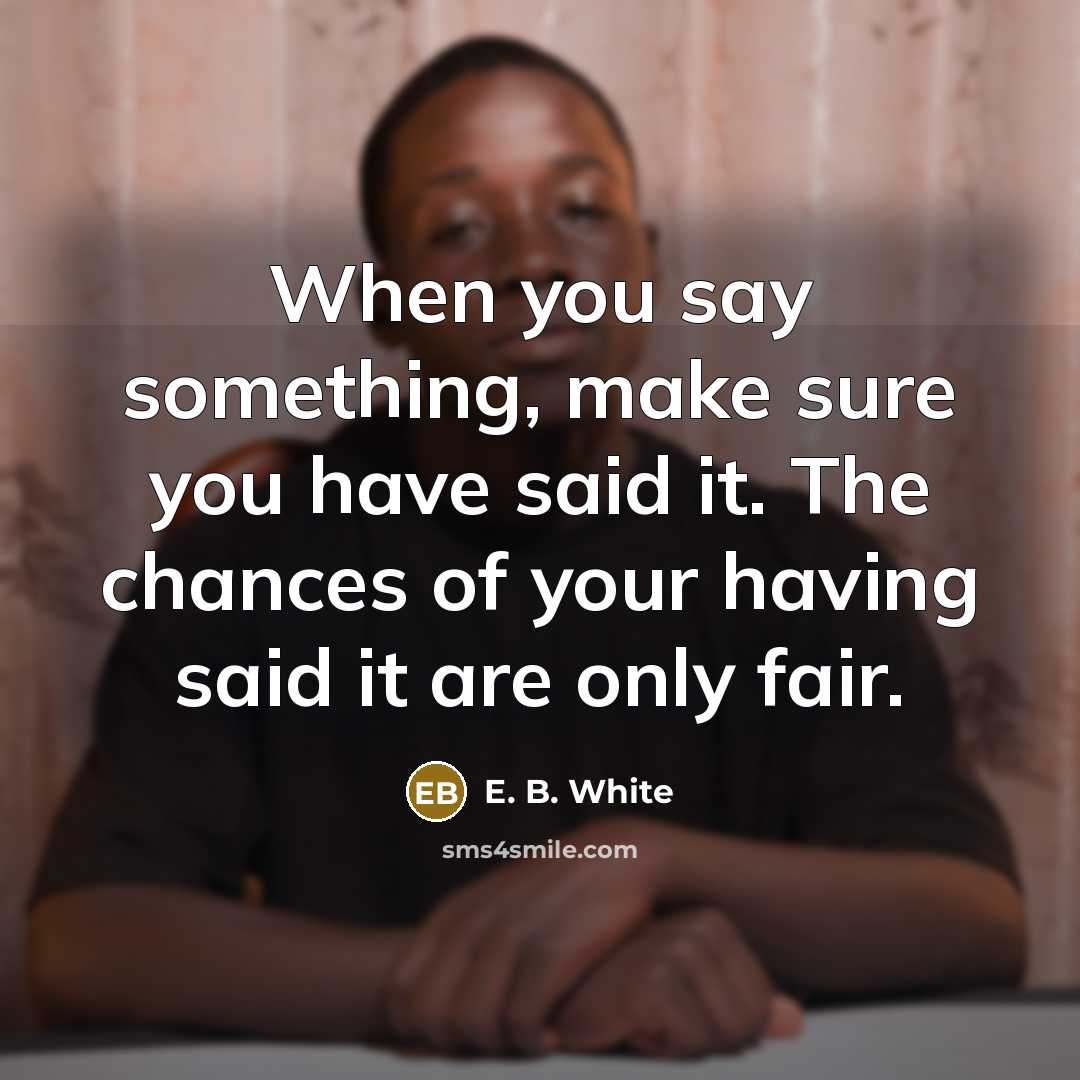 “When you say something, make sure you have said it.…” quote by E. B. White