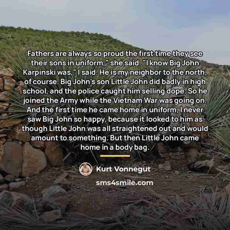 “Fathers are always so proud the first time they see…” quote by Kurt Vonnegut