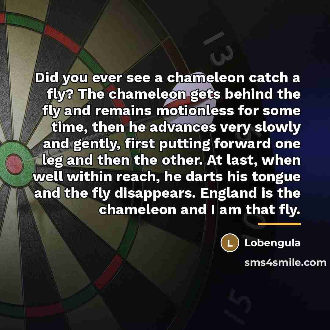 “Did you ever see a chameleon catch a fly? The…” quote by Lobengula
