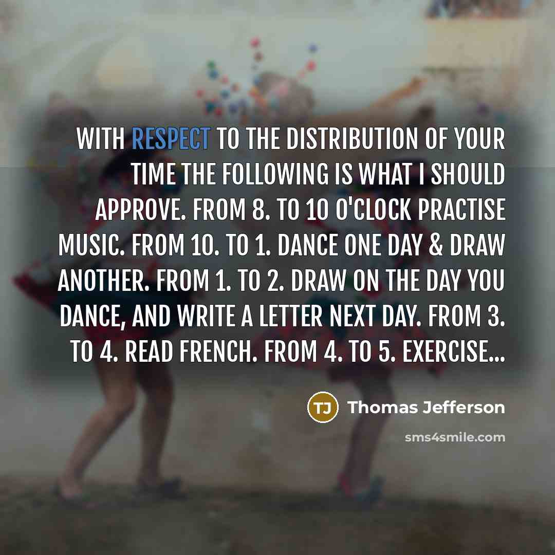 “with respect to the distribution of your time the following…” quote by Thomas Jefferson