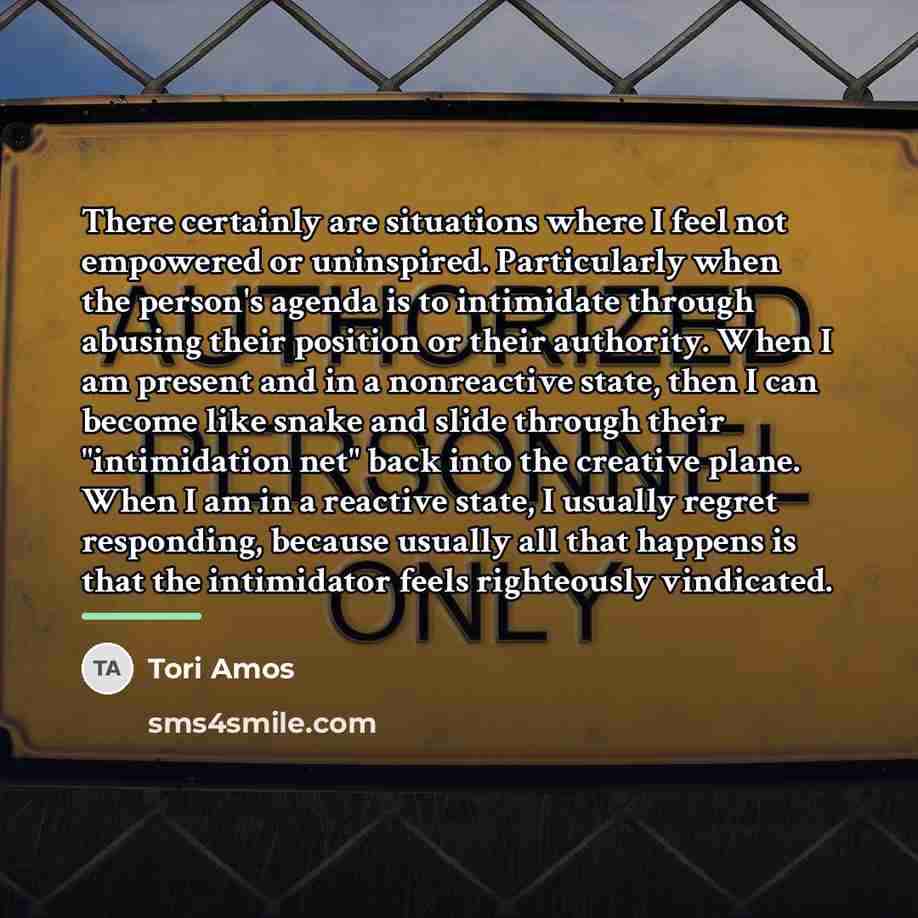 “There certainly are situations where I feel not empowered or…” quote by Tori Amos