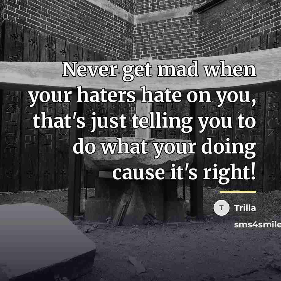 “Never get mad when your haters hate on you, that's…” quote by Trilla