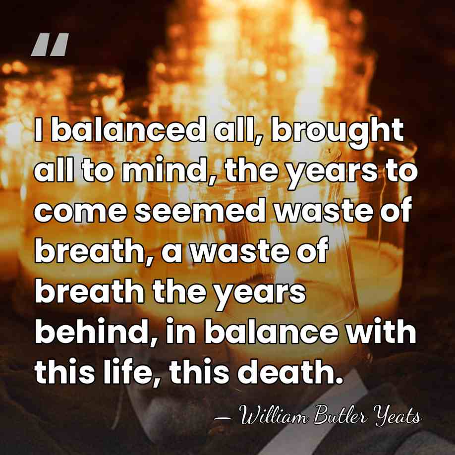 I balanced all, brought all to mind, the years to come seemed&hellip; - William Butler Yeats