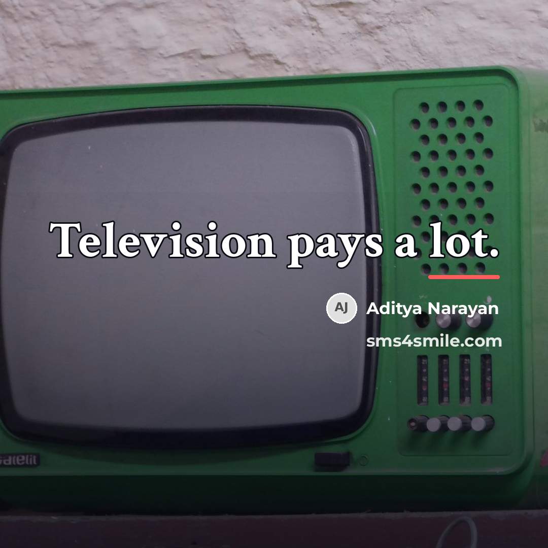 “Television pays a lot.…” quote by Aditya Narayan