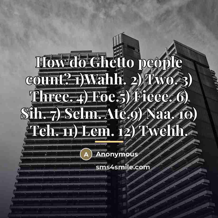 “How do Ghetto people count? 1)Wahh. 2) Two. 3) Three.…” quote by Anonymous