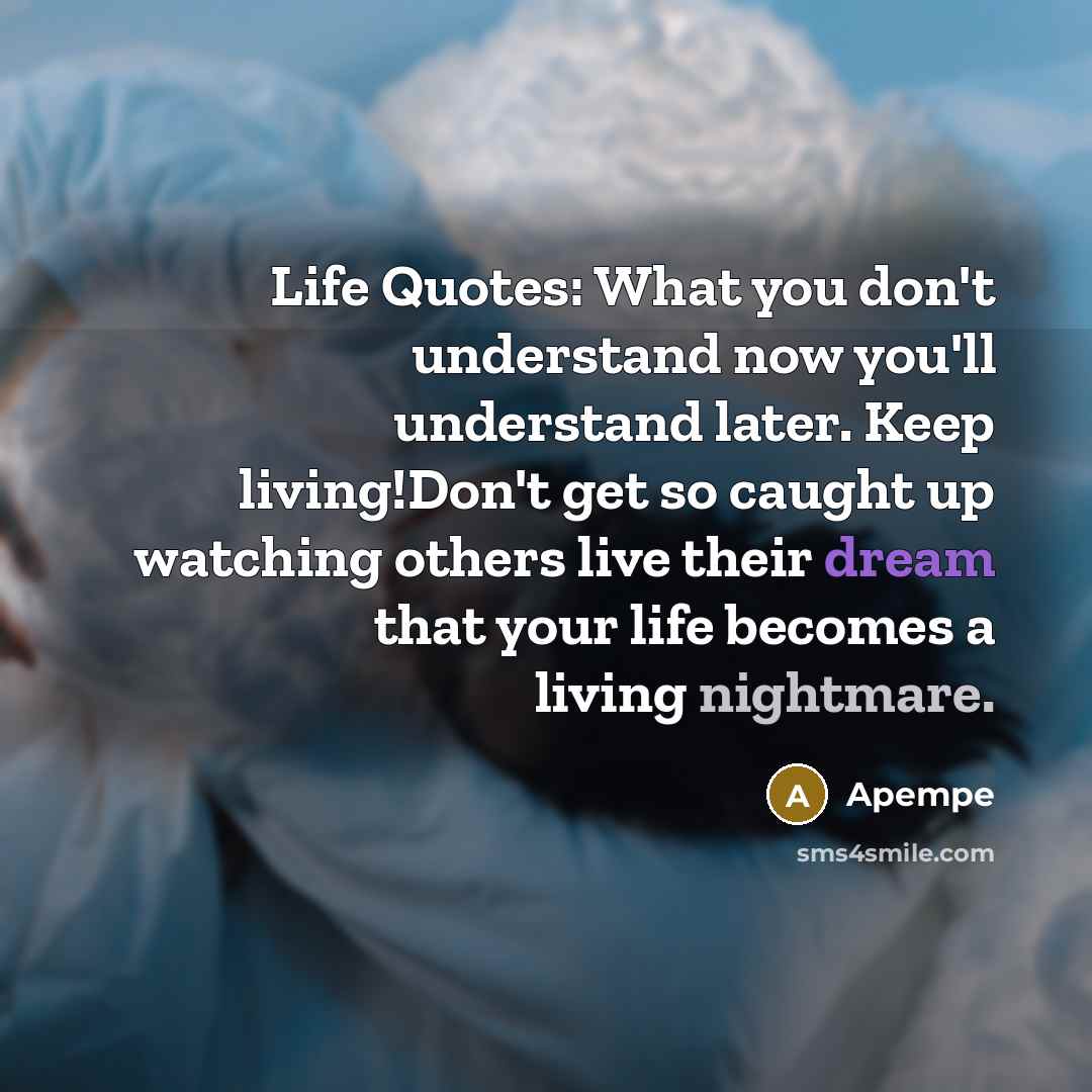 “Life Quotes: What you don't understand now you'll understand later.…” quote by Apempe
