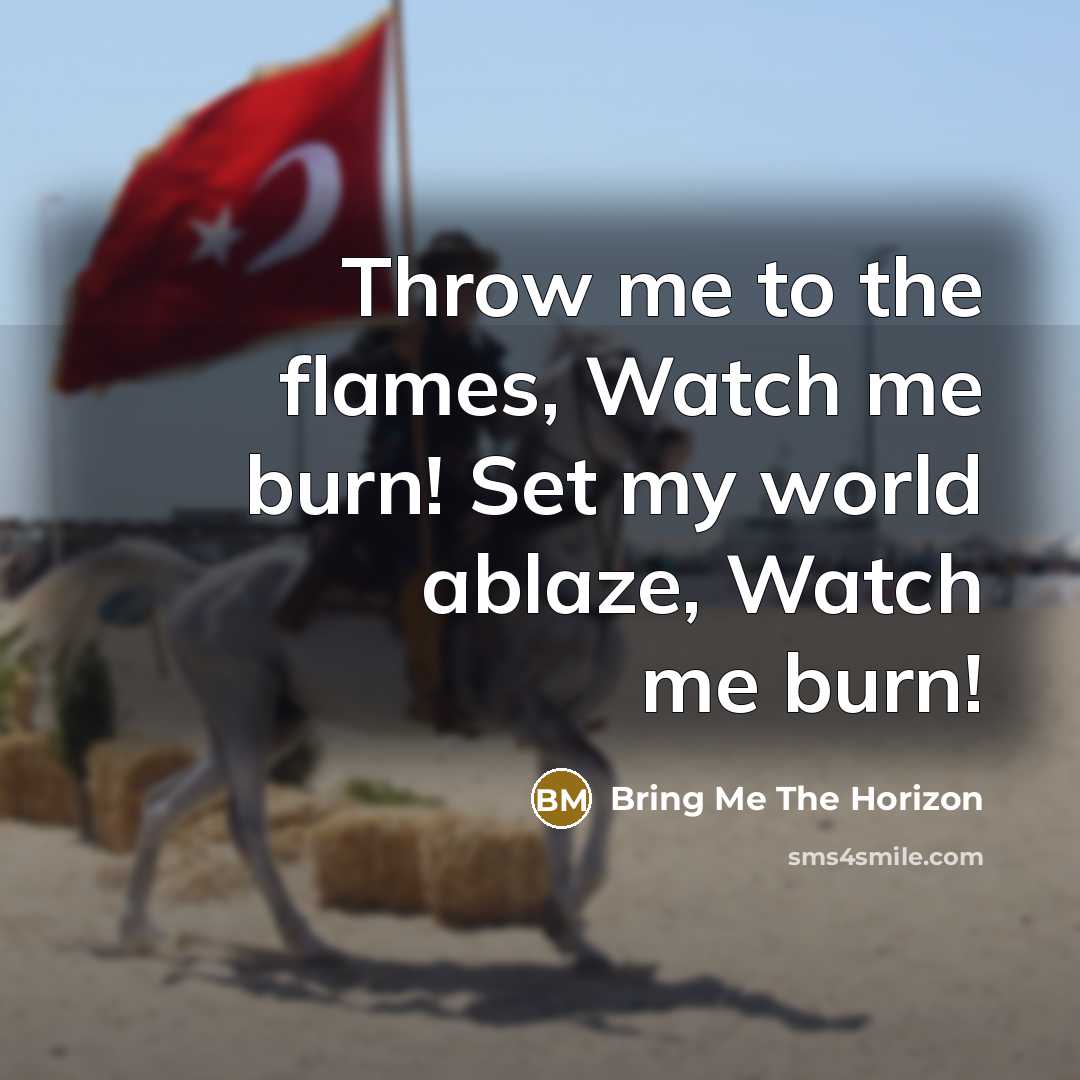 “Throw me to the flames, Watch me burn! Set my…” quote by Bring Me The Horizon
