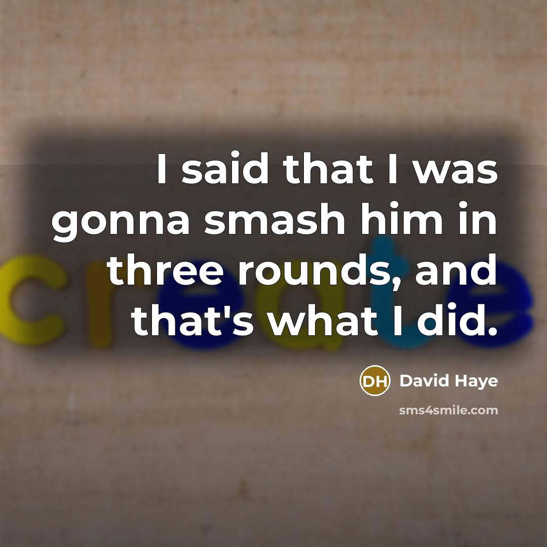 “I said that I was gonna smash him in three…” quote by David Haye