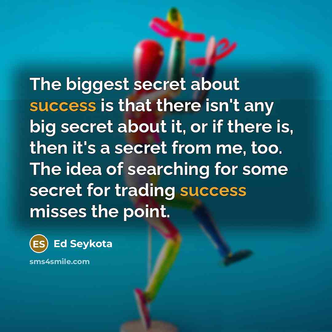 “The biggest secret about success is that there isn't any…” quote by Ed Seykota