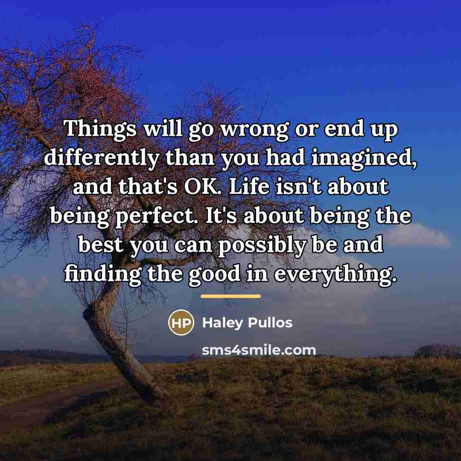 “Things will go wrong or end up differently than you…” quote by Haley Pullos