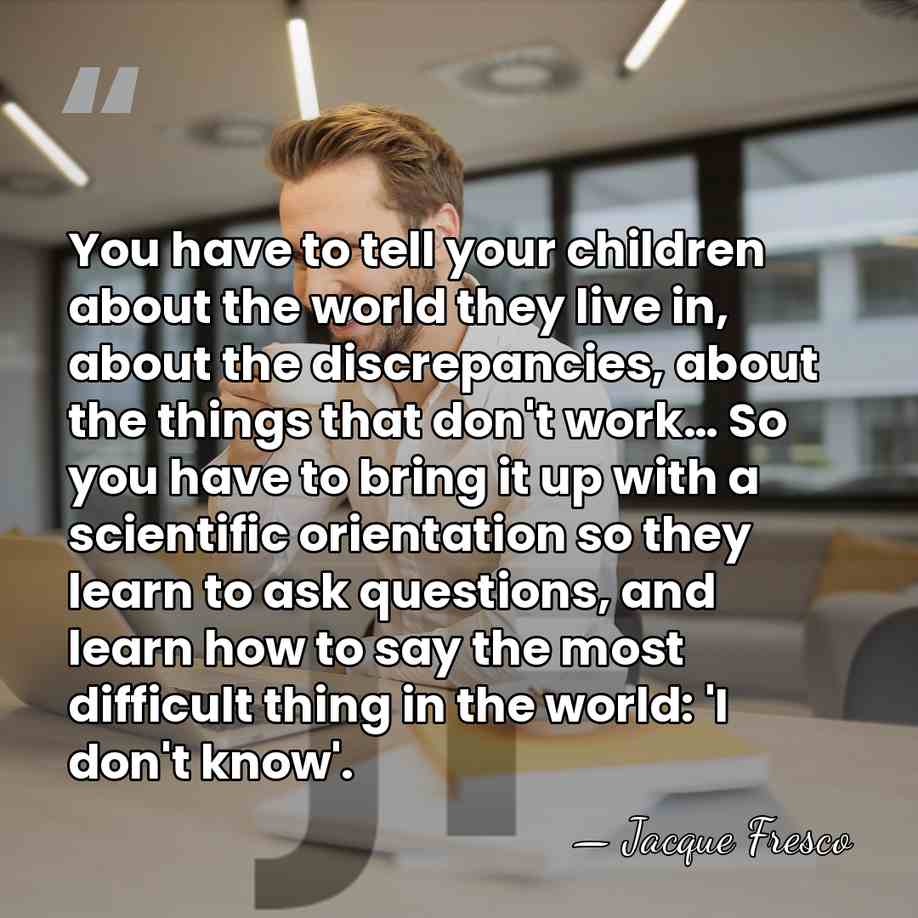 You have to tell your children about the world they live in,&hellip; - Jacque Fresco