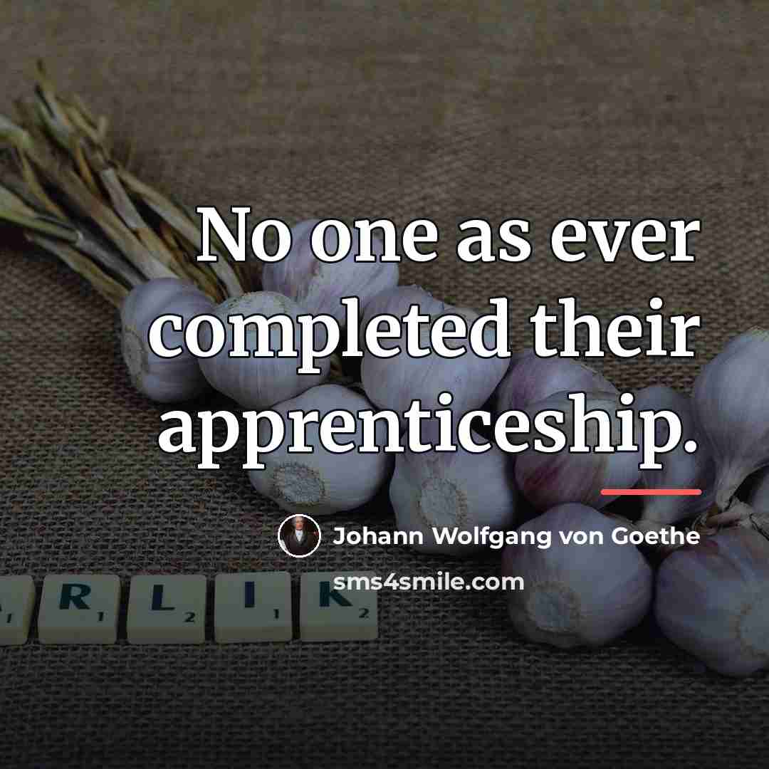 “No one as ever completed their apprenticeship.…” quote by Johann Wolfgang von Goethe