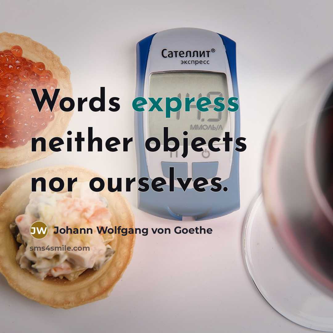 “Words express neither objects nor ourselves.” quote by Johann Wolfgang von Goethe